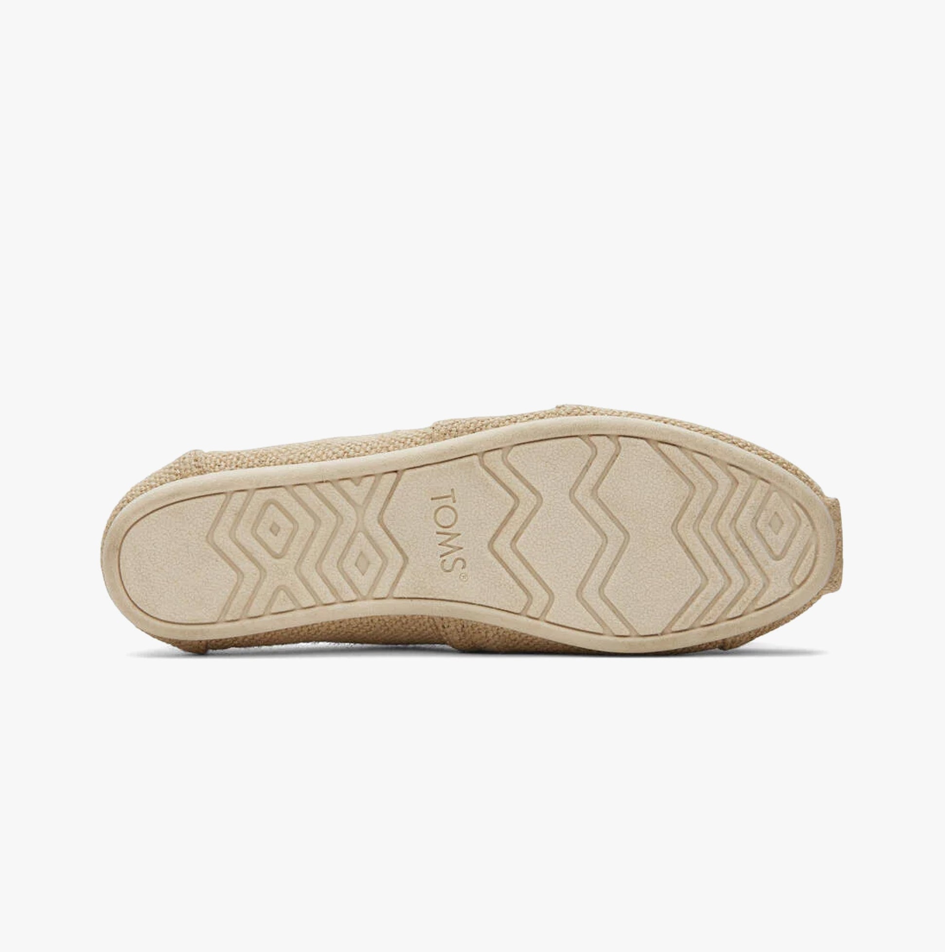 TOMS ALPARGATA Womens Canvas Espadrille Natural sole view with rubber bottom and textured pattern
