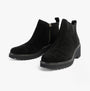 TOMS MAUDE Womens Boots Black side view showing suede material and zip closure with elasticated side panels.