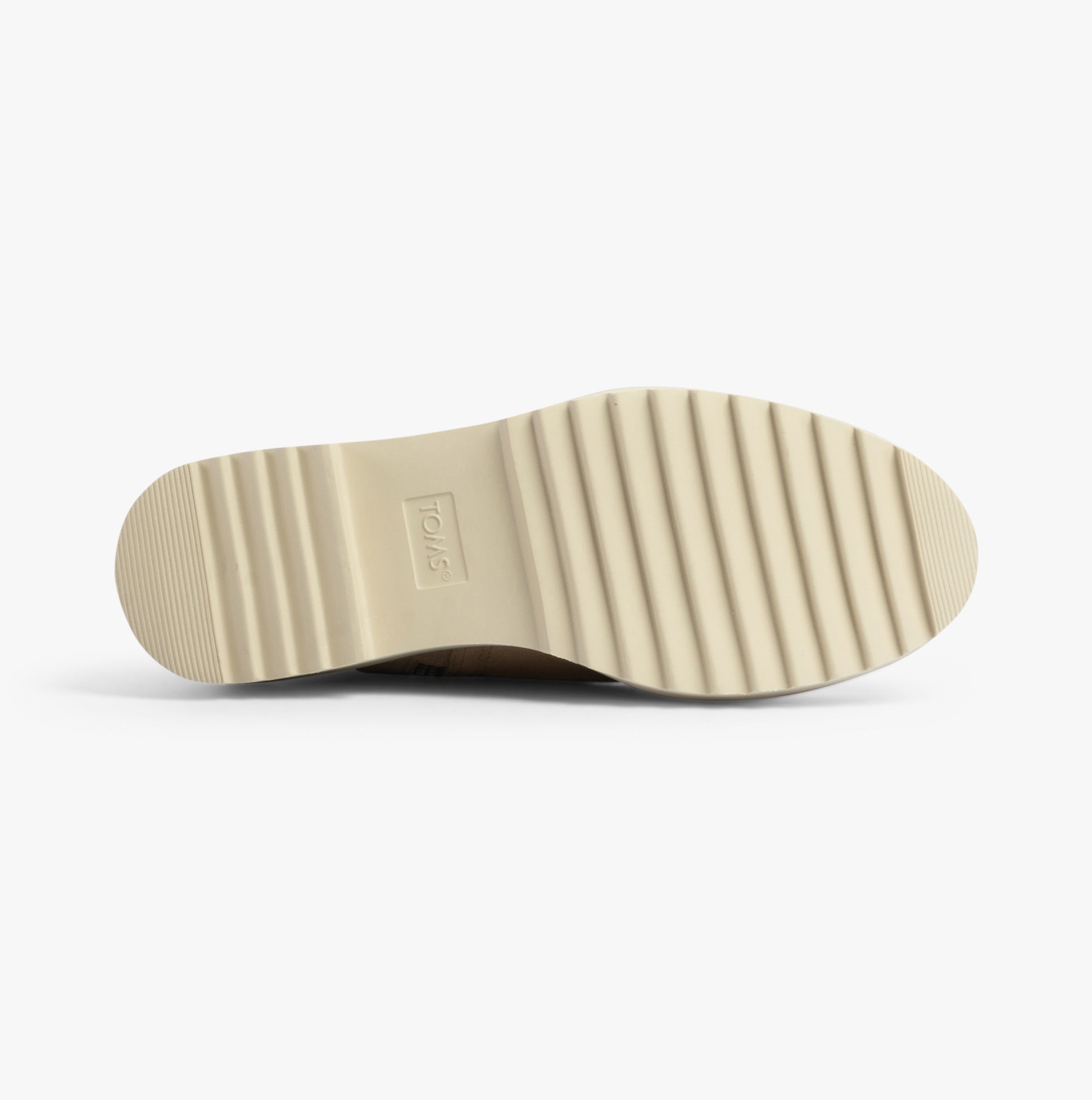 TOMS MAUDE Womens Boots Natural bottom view showing rubber sole and textured design.