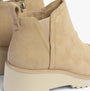 TOMS MAUDE Womens Boots Natural detail view of suede ankle boots with wedge heel and elasticated side panel.