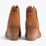 TOMS CLARE Womens Boots Tan back view showing wedge heel and suede upper design.
