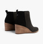 TOMS CLARE Womens Boots Black rear view showing black leather and suede ankle boots with wedge heel.