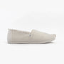 TOMS ALPARGATA CLASSIC Womens Espadrille White side view with textile upper and relaxed fit.