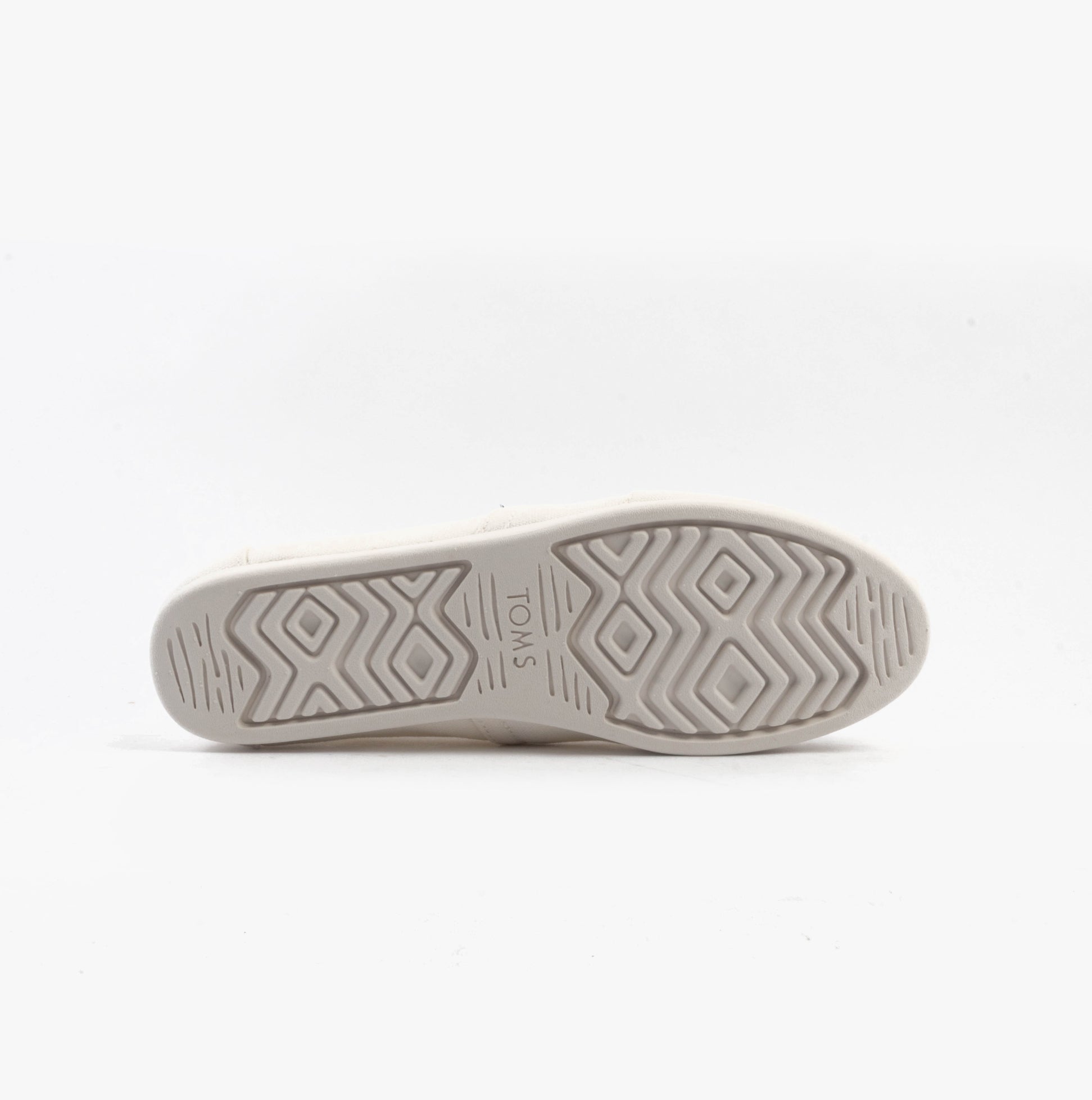 Bottom view of TOMS ALPARGATA CLASSIC Womens Espadrille White showcasing the rubber sole and tread design.