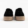TOMS CAROLINA Womens Espadrille Black back view with slip-on design and rubber sole.