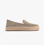 TOMS CAROLINA Womens Espadrille Natural side view of comfortable suede slip-on shoes with round toe.