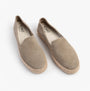 TOMS CAROLINA Womens Espadrille Natural top view of suede slip-on shoes with round toe on white background.