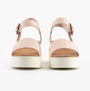 TOMS DIANA Womens Sandals Pink front view showcasing the buckle and wedge heel design.