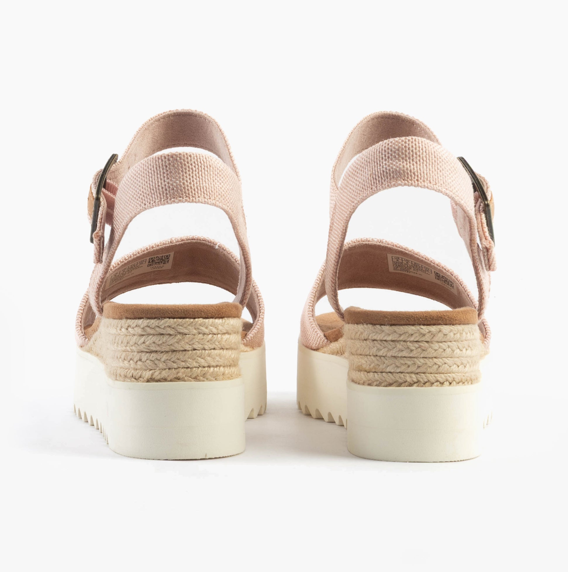 TOMS DIANA Womens Sandals Pink back view featuring wedge heel and adjustable buckle.
