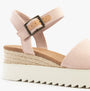 TOMS DIANA Womens Sandals Pink side view showing wedge heel and buckle detail.