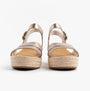 TOMS AUDREY Womens Sandals Gold rear view showing wedge heel and buckle closure.