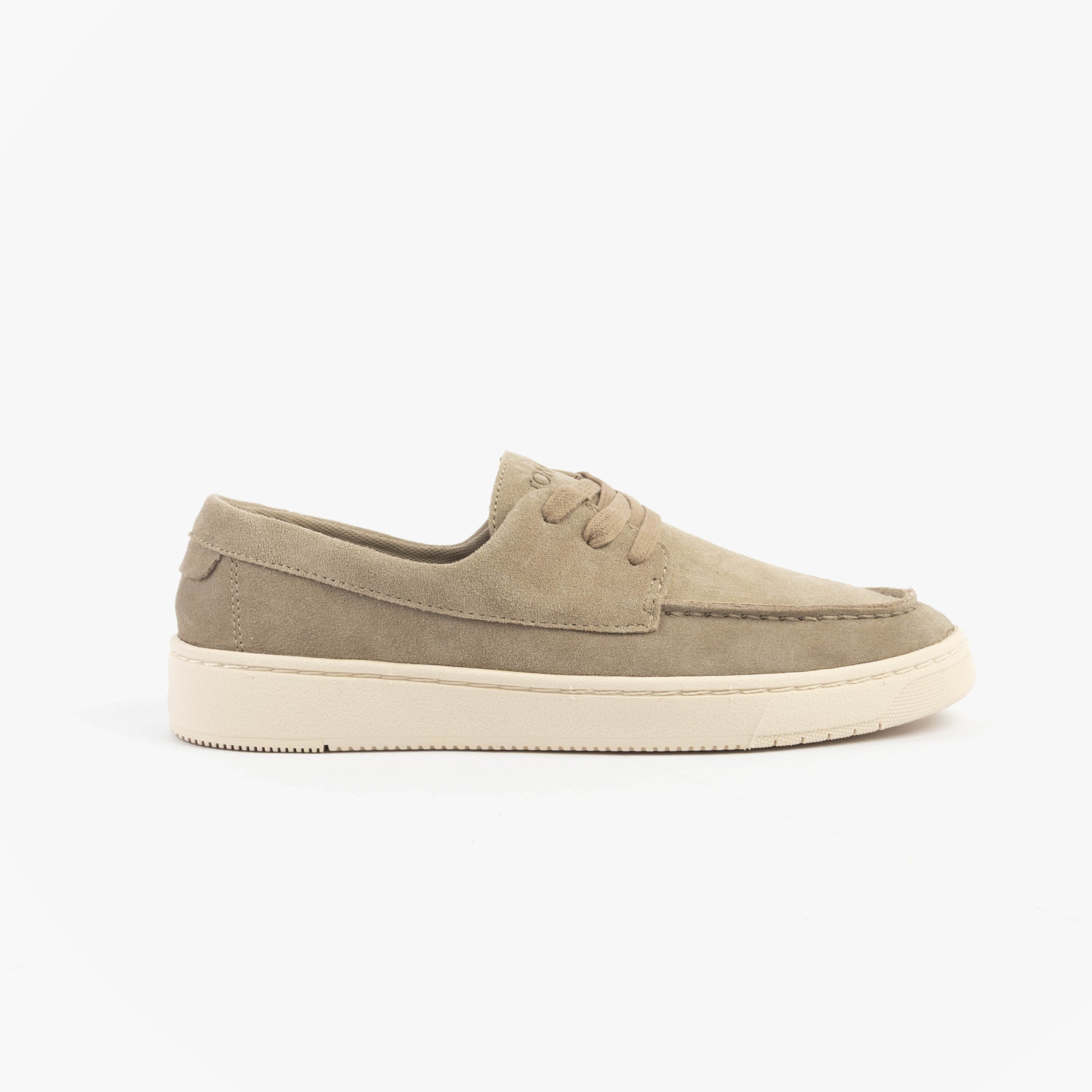 TOMS TRVL LITE LONDON Mens Casual Shoes Taupe side view showing suede upper and lace-up design