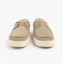 TOMS TRVL LITE LONDON Mens Casual Shoes Taupe front view showing lace-up design with suede upper.