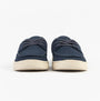 TOMS TRVL LITE LONDON Mens Casual Shoes Navy front view, lace-up suede loafers with round toe