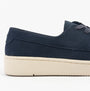 TOMS TRVL LITE LONDON Mens Casual Shoes Navy side view showcasing suede upper and relaxed fit.