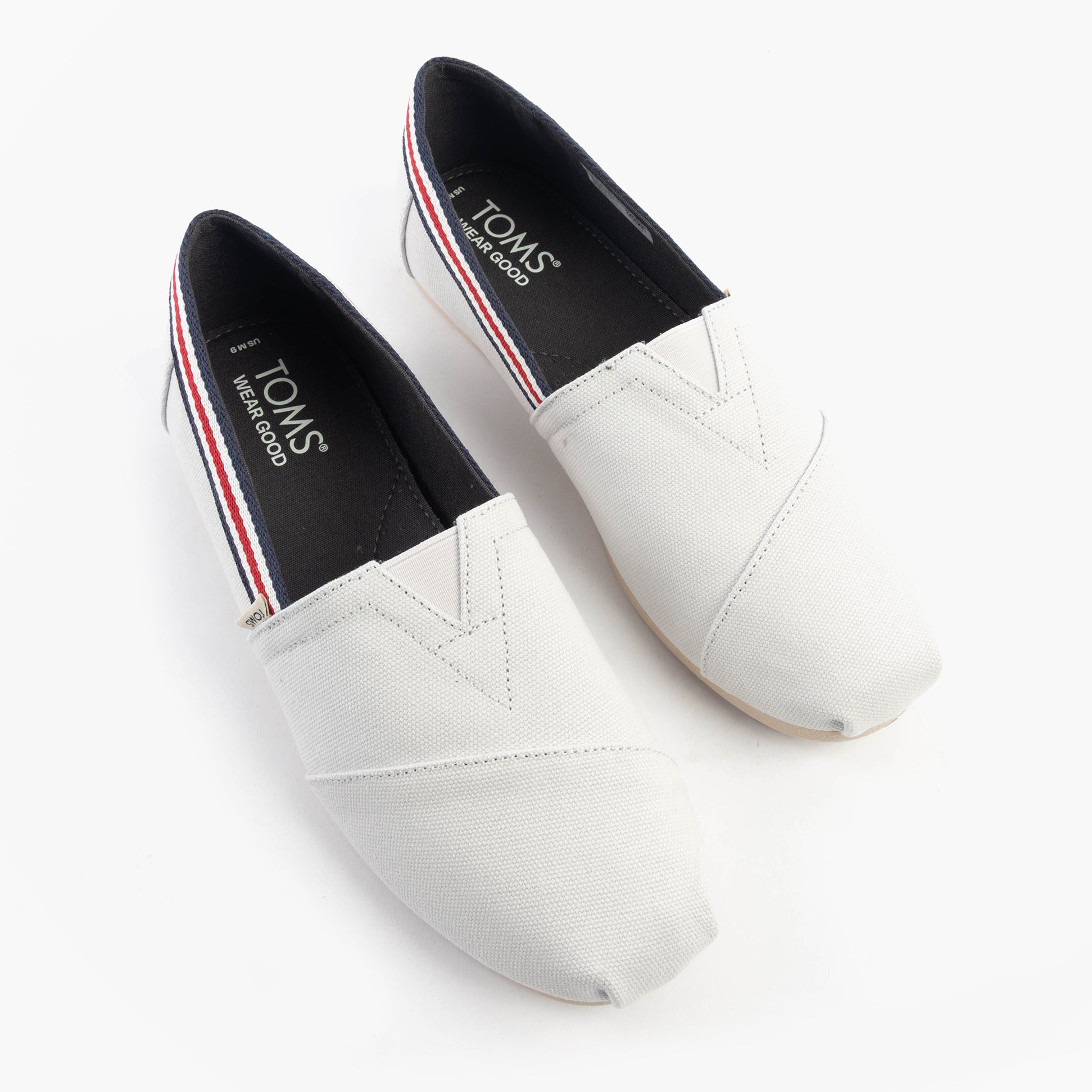 TOMS ALPARGATA CLASSIC Mens Espadrilles Grey top view showing cotton material and slip-on design.