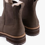 TOMS BENNET Womens Boots Green rear view showing elasticated side panel and block heel design.