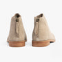 TOMS RYLIE Womens Boots Natural back view showing suede upper, low heel, and side zipper detail.