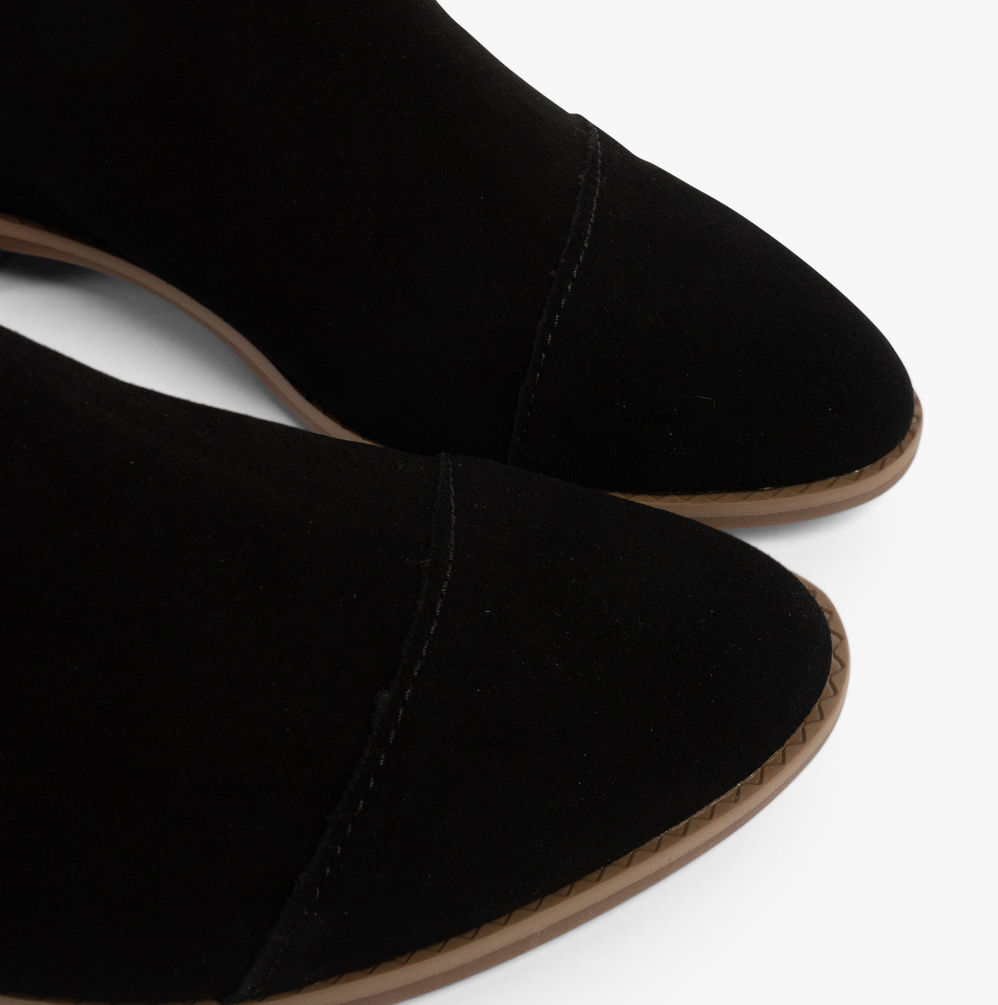 TOMS RYLIE Womens Boots Black detail view of suede upper and round toe shape