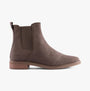 TOMS CHARLIE Womens Boots Green side view showcasing Chelsea boot style with leather upper and elasticated side panel.