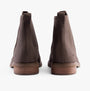 TOMS CHARLIE Womens Boots Green back view showing Chelsea boots with elasticated side panel and flat heel.