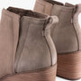 TOMS CLARE Womens Boots Natural back view featuring soft leather/suede upper and wedge heel design.