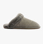 TOMS VALERIE Womens Slippers Grey side view showcasing the relaxed slip-on design and plush lining for comfort.