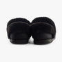 TOMS OSLO Womens Slippers Black back view showing soft textile lining and flat rubber sole.