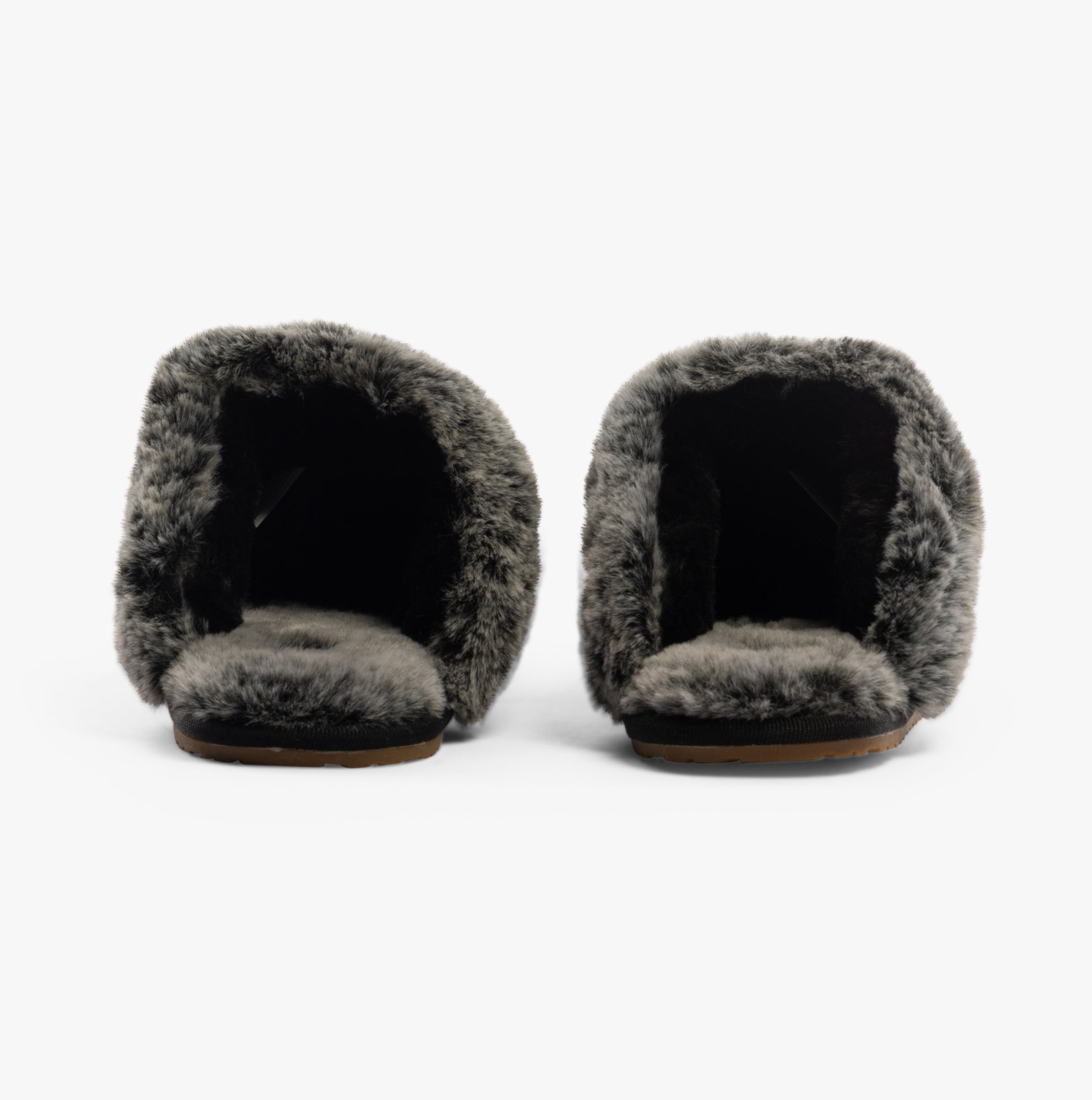 TOMS VALERIE Womens Slippers Black rear view showing plush lining and slip-on design.