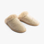 TOMS VALERIE Womens Slippers Natural side view showing soft textile upper and warm lining with slip-on design.
