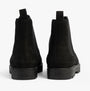 TOMS GRIFFIN Mens Boots Black back view showing the suede upper and elasticated side panels.