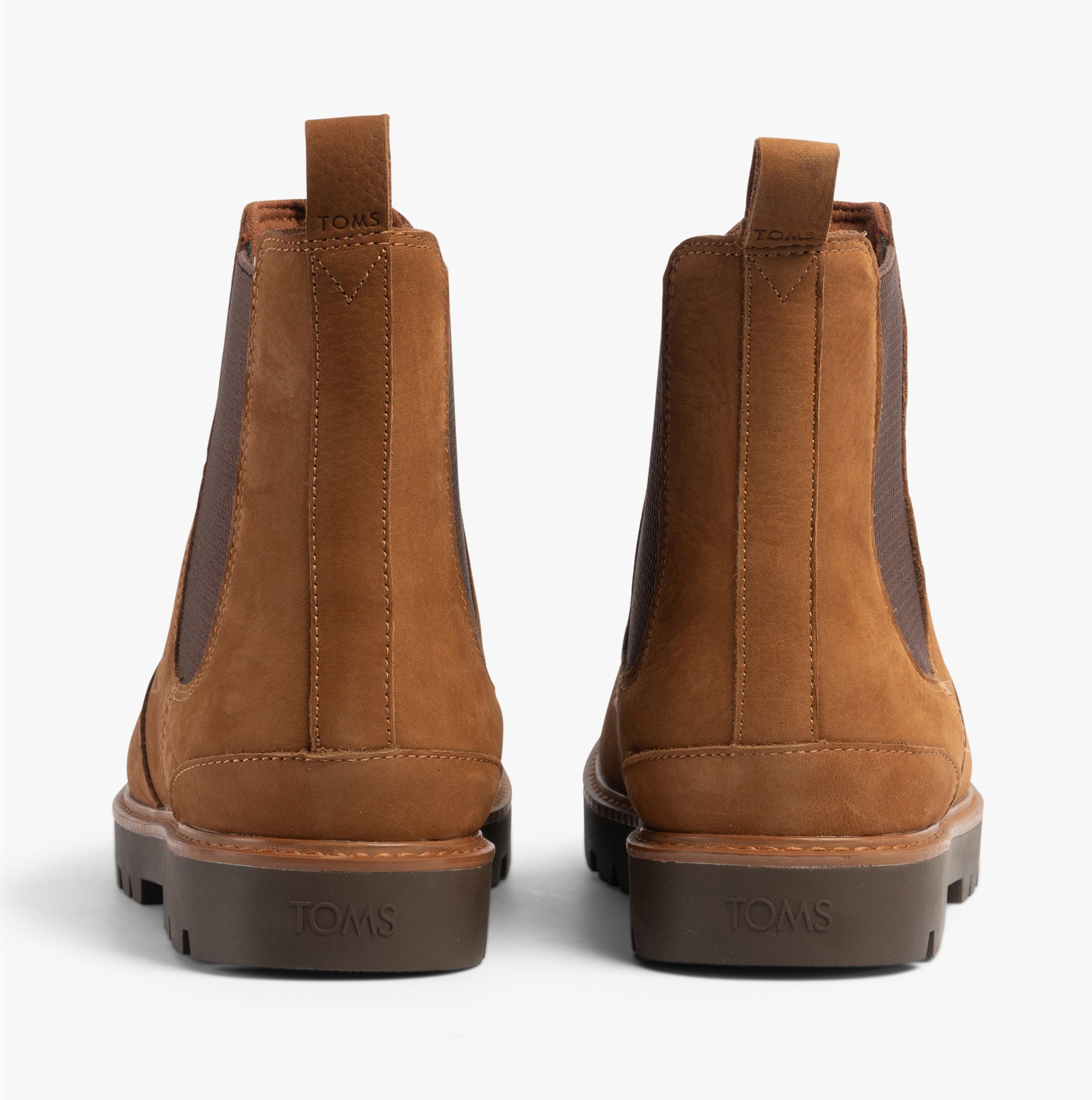 TOMS GRIFFIN Mens Boots Brown back view featuring suede upper and elasticated side panels.
