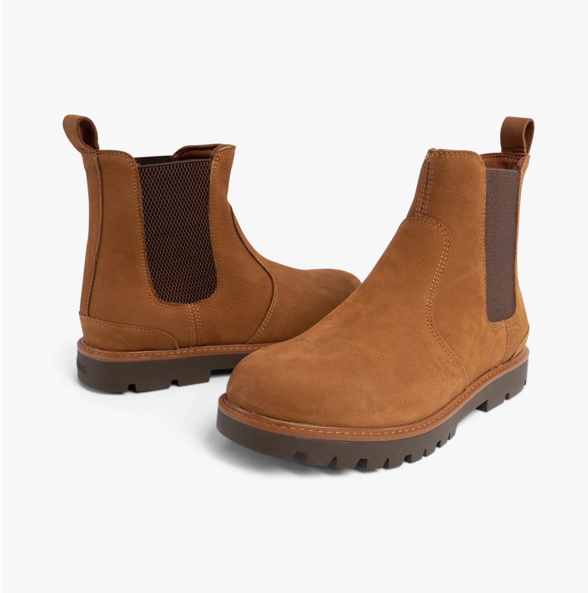 TOMS GRIFFIN Mens Boots Brown side view showcasing suede upper and elasticated side panel
