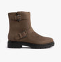 TOMS IONIE MOTO Womens Ankle Boots Green side view showcasing stylish buckles and sturdy sole