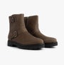 TOMS IONIE MOTO Womens Ankle Boots Green side view showcasing nubuck upper and zip closure.