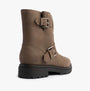 TOMS IONIE MOTO Womens Ankle Boots Green side view showing buckle details and sole design.