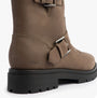 TOMS IONIE MOTO Womens Ankle Boots Green rear view showcasing nubuck material and buckle detail.