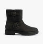 TOMS IONIE MOTO Womens Ankle Boots Black side view showing leather upper and buckle details.