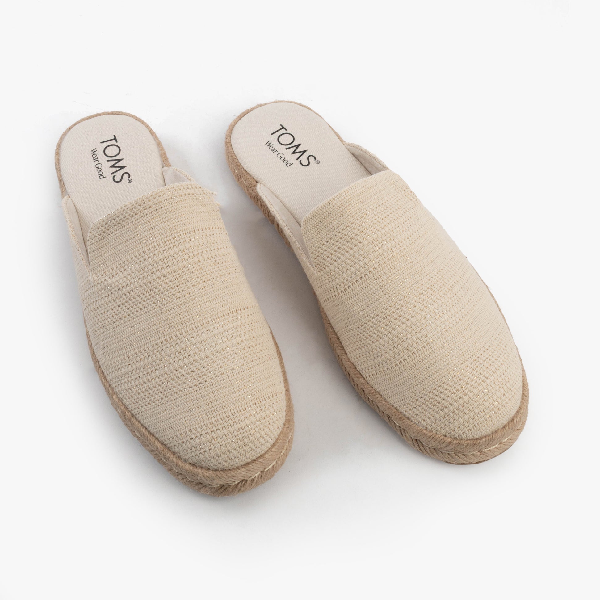 TOMS SANTIAGO MULE Womens Espadrille Natural top view showing slip-on design and textured upper.