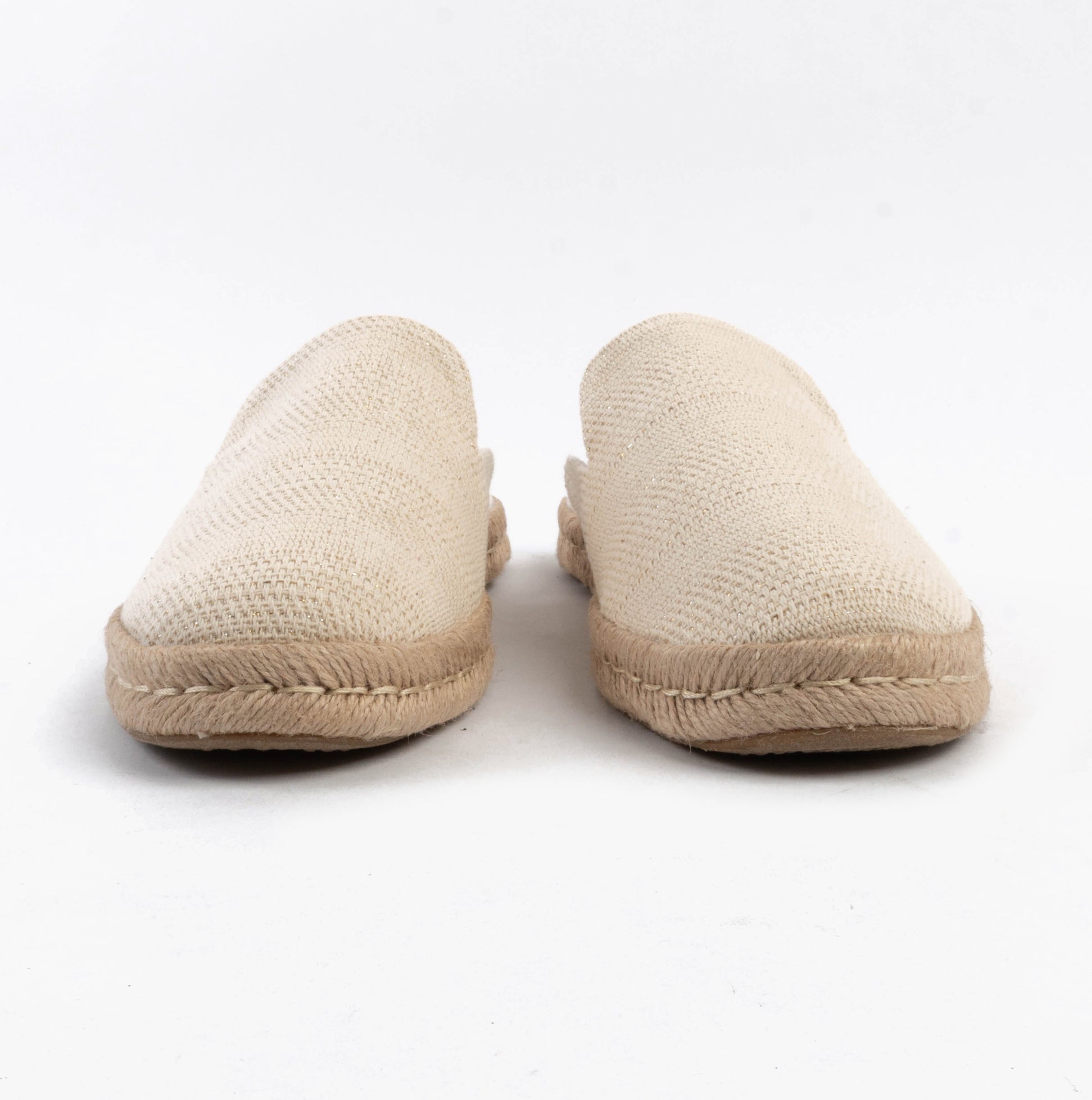 TOMS SANTIAGO MULE Womens Espadrille Natural front view showcasing lightweight suede slip-on design.