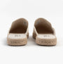 TOMS SANTIAGO MULE Womens Espadrille Natural back view showing suede upper and round toe design.