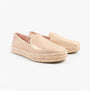 TOMS CAROLINA Womens Espadrille Pink side view showing suede upper and braided sole.
