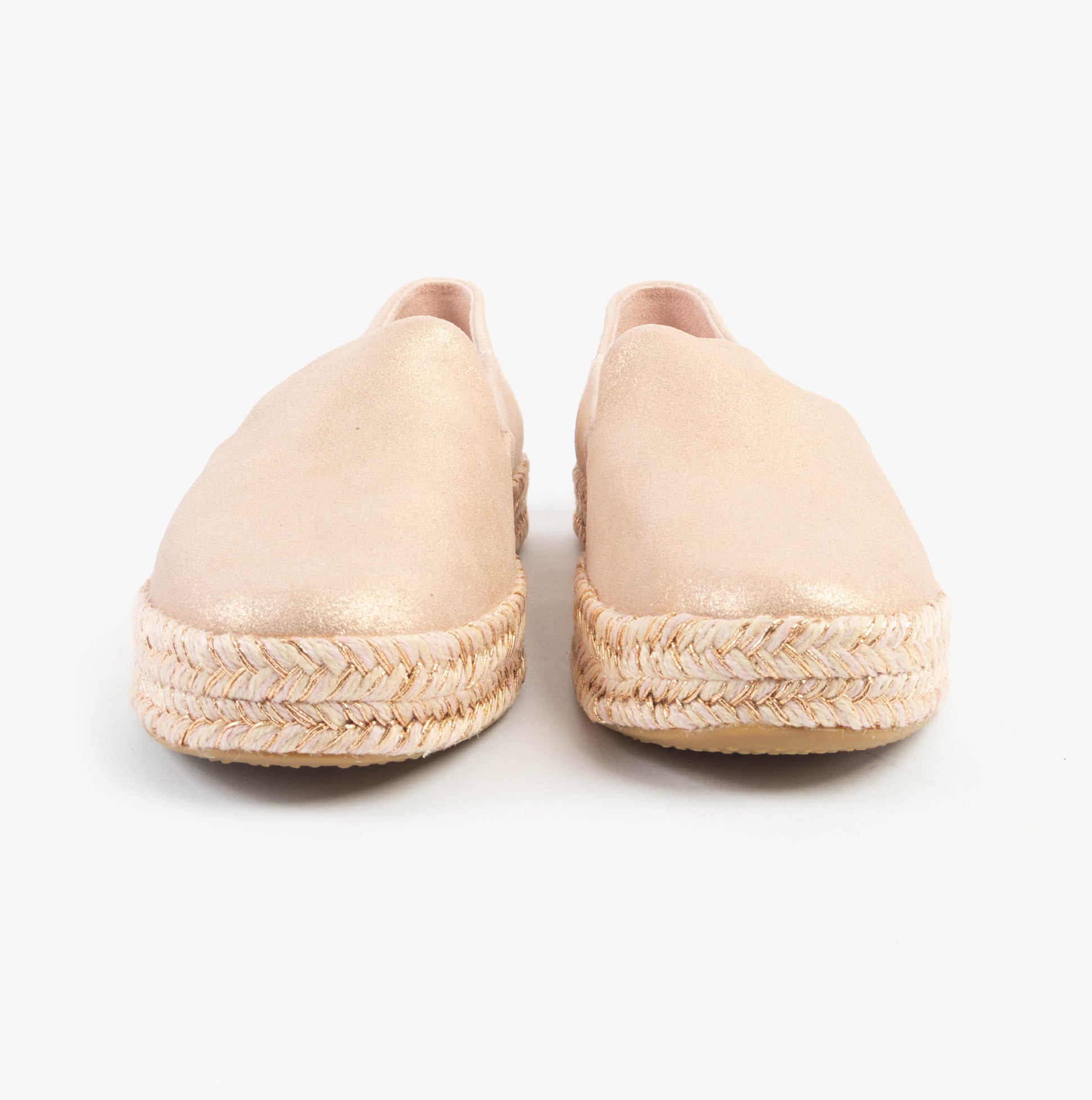 TOMS CAROLINA Womens Espadrille Pink front view showing suede upper and woven sole.