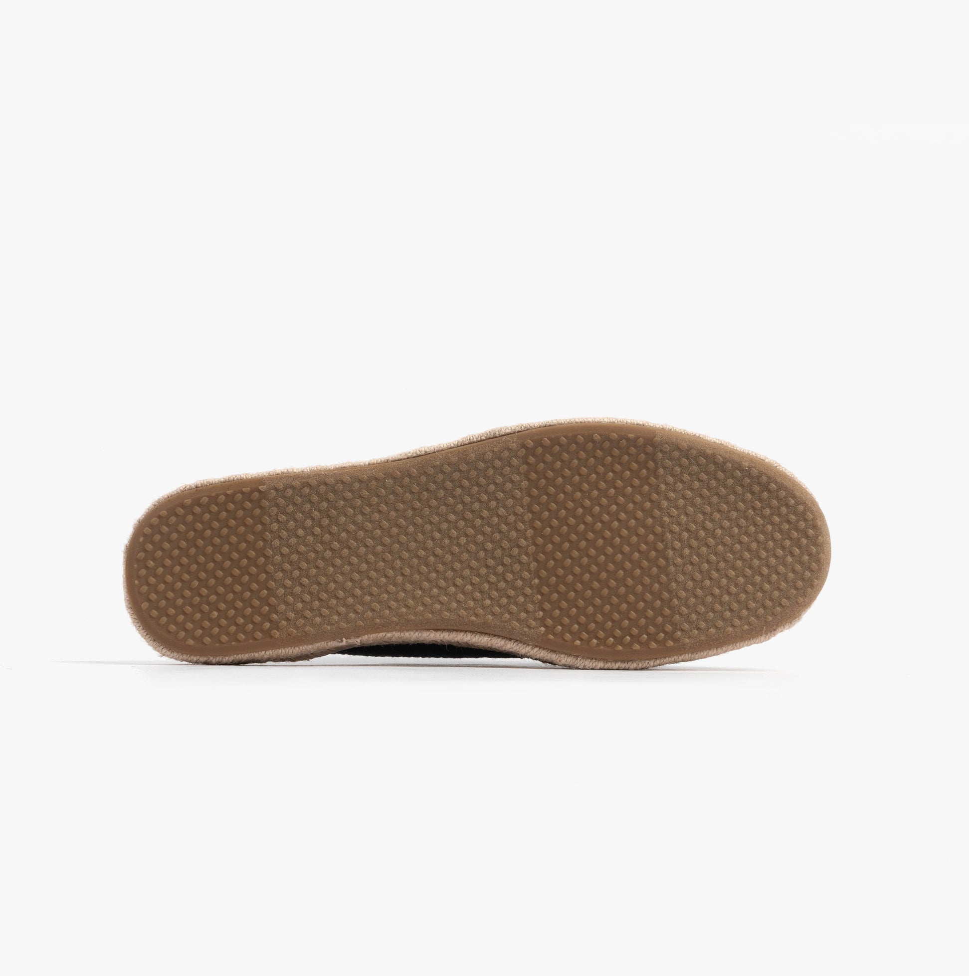 TOMS SANTIAGO MULE Womens Espadrille Black bottom view showing rubber sole texture and design.
