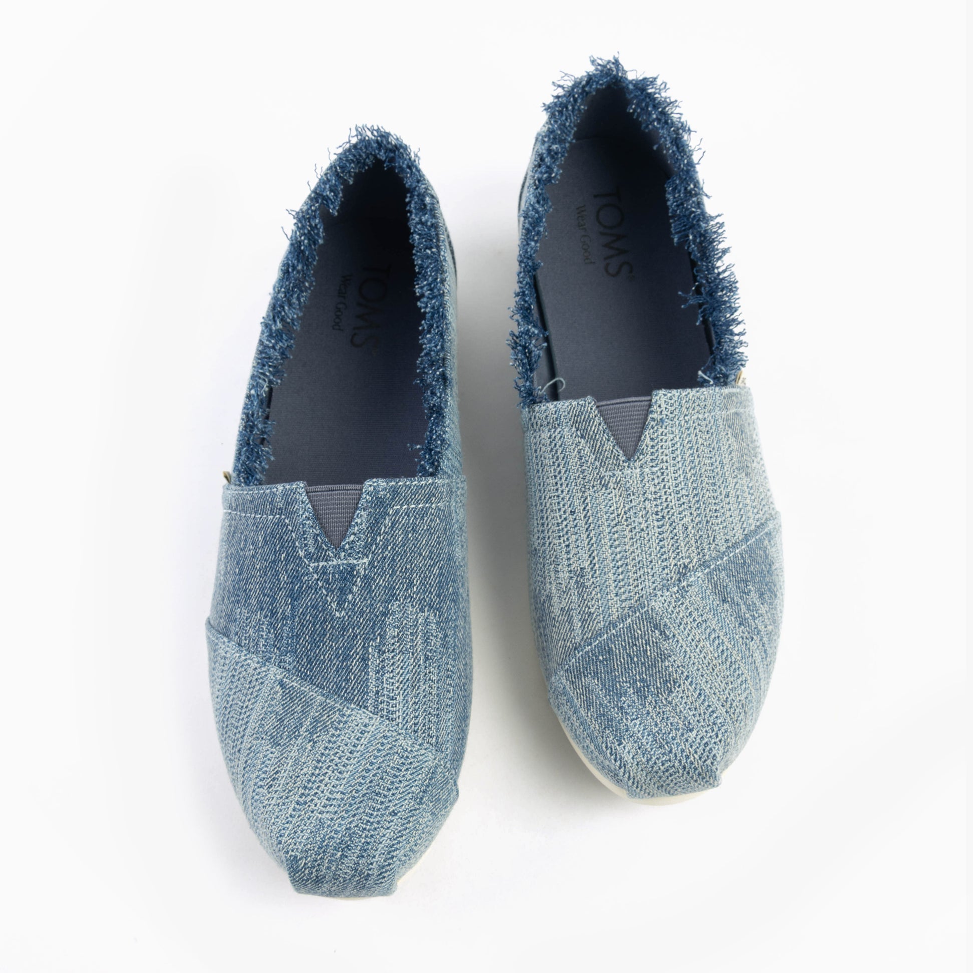 TOMS ALPARGATA CLASSIC Womens Espadrille Blue top view showing slip-on design and textile upper.