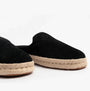 TOMS SANTIAGO MULE Mens Espadrille Black side view showcasing suede upper and relaxed fit.