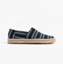TOMS ALPARGATA ROPE 2.0 Mens Espadrille Navy side view features striped textile upper and slip-on design.
