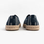 TOMS ALPARGATA ROPE 2.0 Mens Espadrille Navy rear view showing striped design and natural rope sole.