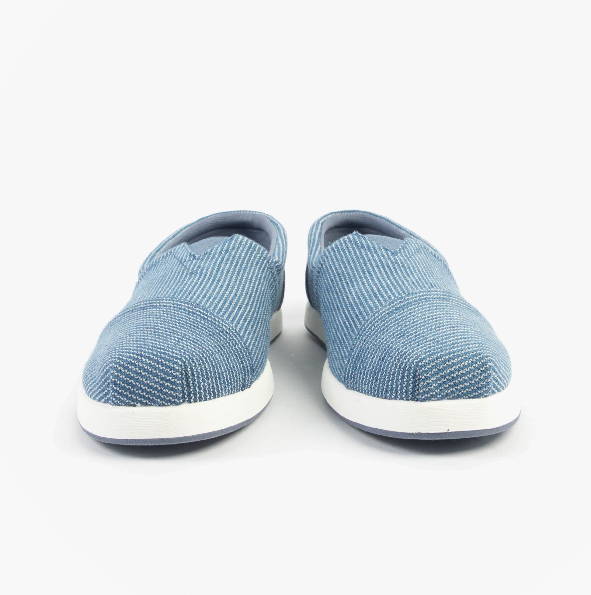 TOMS ALP FWD Mens Espadrille Blue front view showing lightweight textile upper and slip-on design.