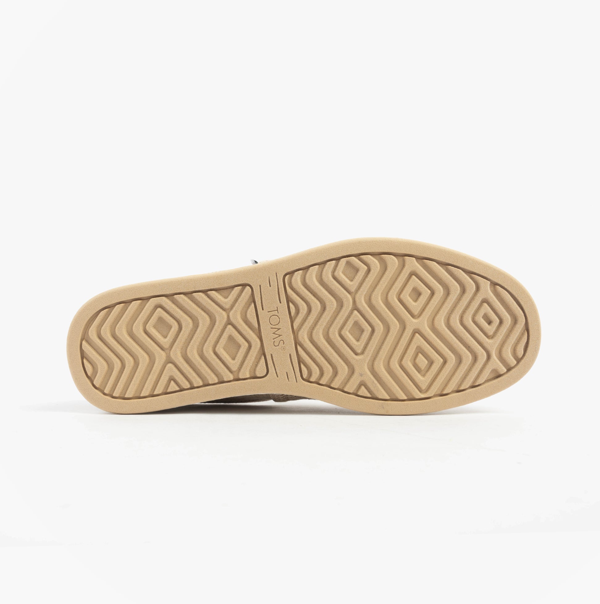TOMS ALP FWD Mens Espadrille Beige bottom view showing rubber sole design.